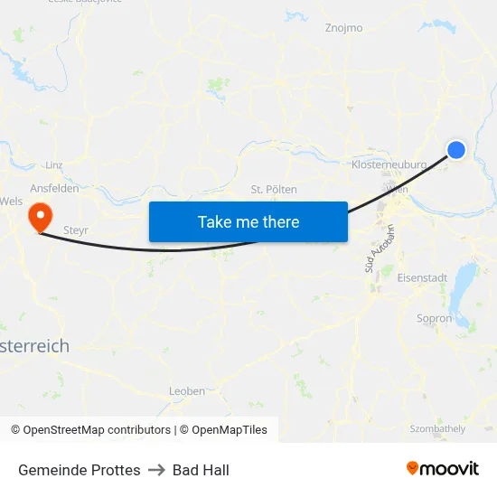 Gemeinde Prottes to Bad Hall map