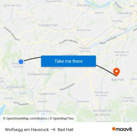 Wolfsegg am Hausruck to Bad Hall map