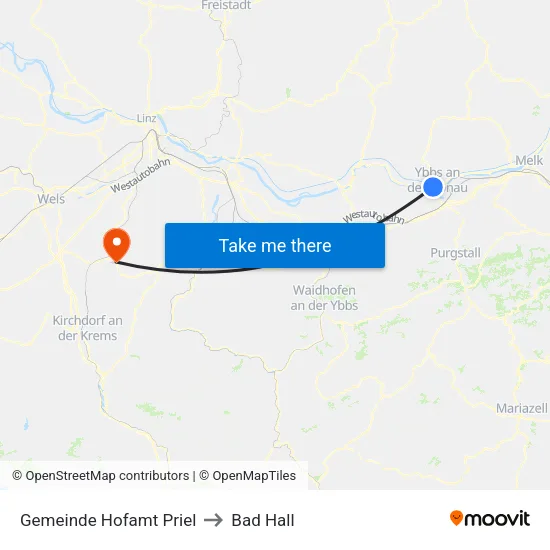 Gemeinde Hofamt Priel to Bad Hall map
