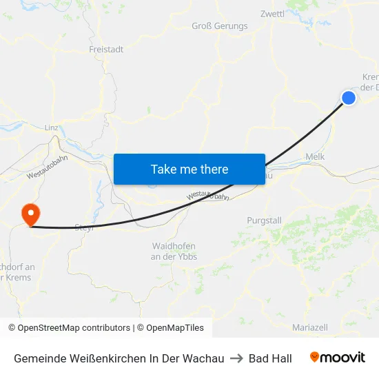 Gemeinde Weißenkirchen In Der Wachau to Bad Hall map