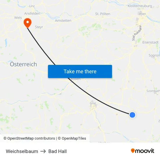 Weichselbaum to Bad Hall map