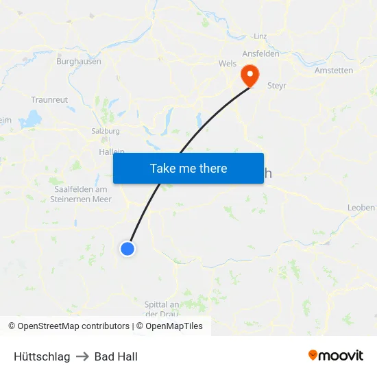 Hüttschlag to Bad Hall map