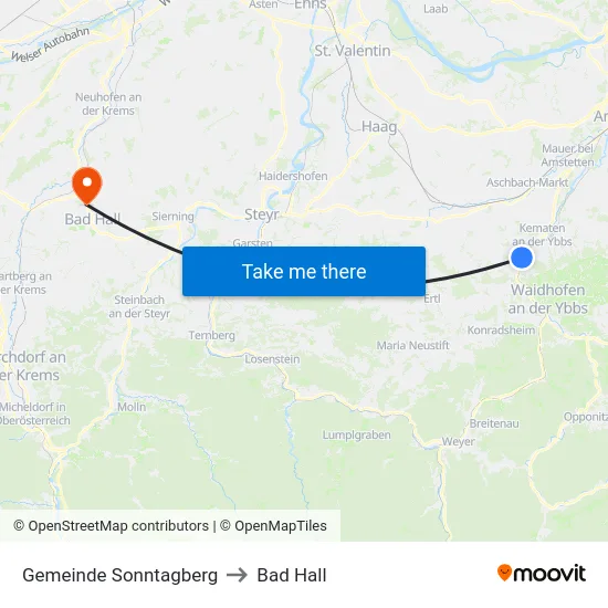 Gemeinde Sonntagberg to Bad Hall map