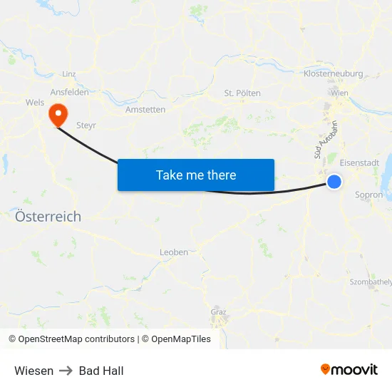 Wiesen to Bad Hall map
