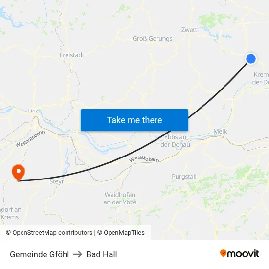 Gemeinde Gföhl to Bad Hall map