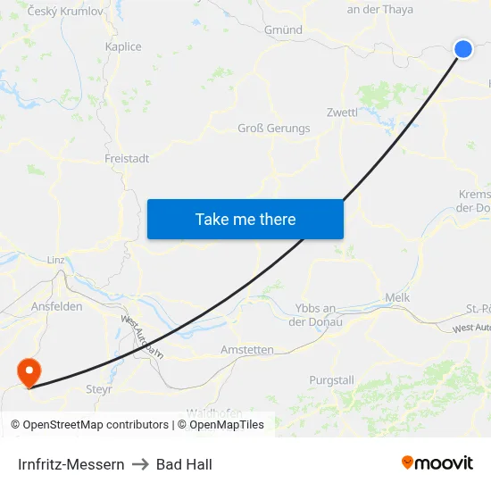 Irnfritz-Messern to Bad Hall map