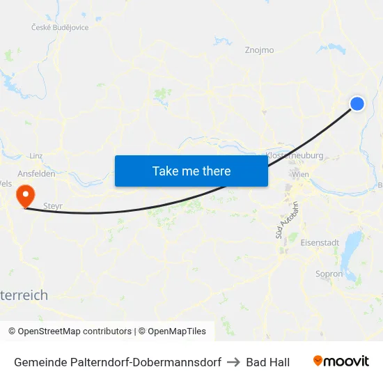 Gemeinde Palterndorf-Dobermannsdorf to Bad Hall map