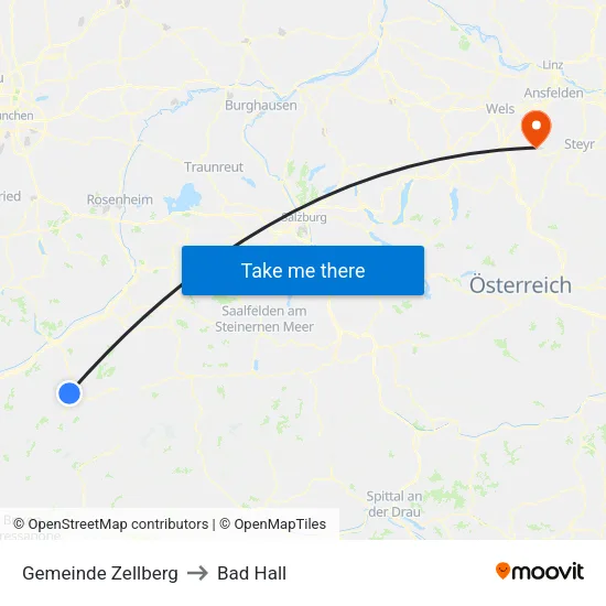 Gemeinde Zellberg to Bad Hall map
