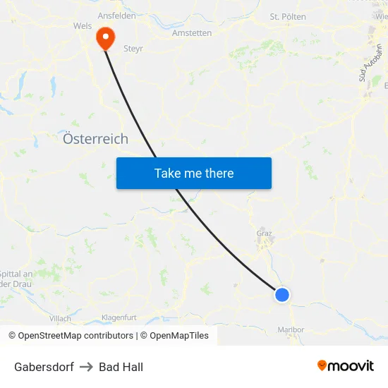 Gabersdorf to Bad Hall map
