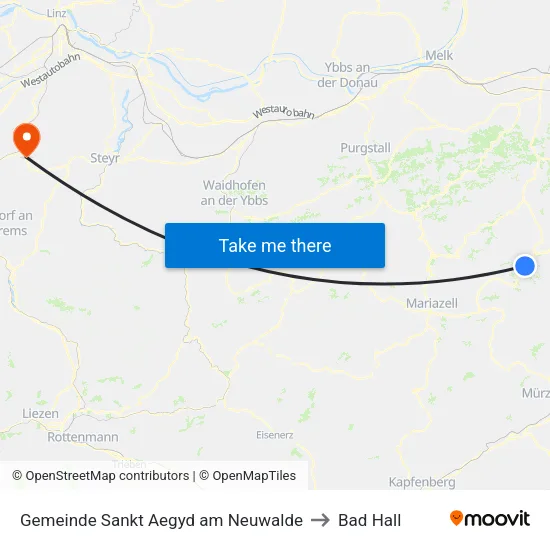 Gemeinde Sankt Aegyd am Neuwalde to Bad Hall map
