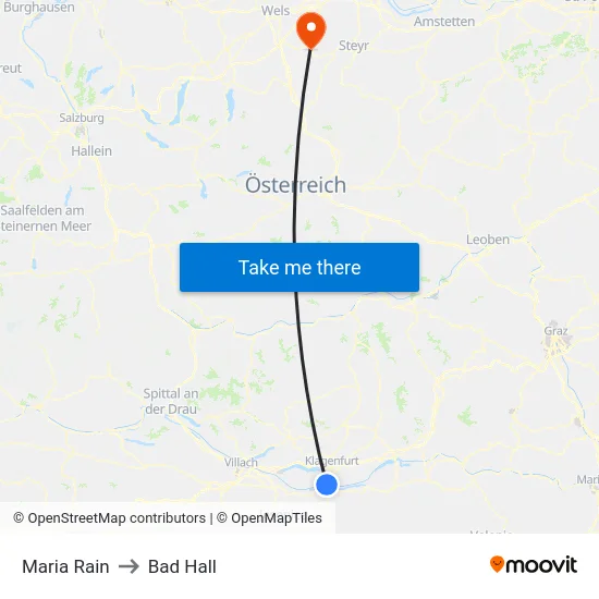 Maria Rain to Bad Hall map