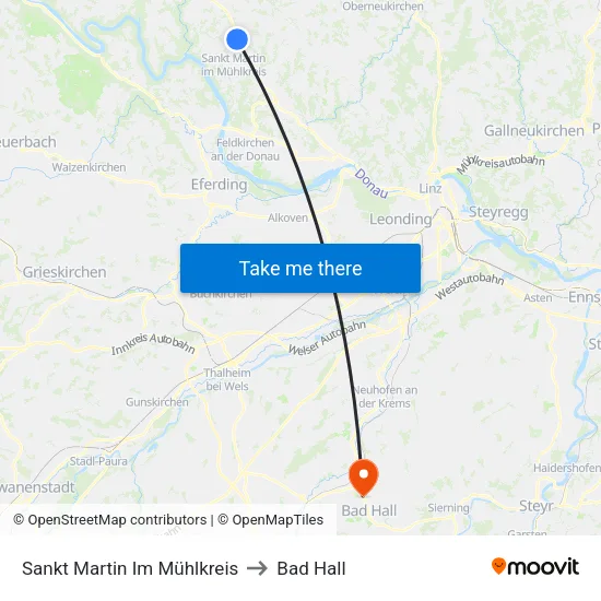 Sankt Martin Im Mühlkreis to Bad Hall map