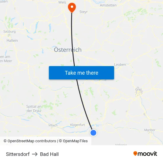 Sittersdorf to Bad Hall map