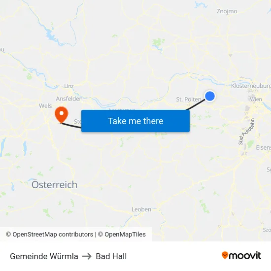 Gemeinde Würmla to Bad Hall map