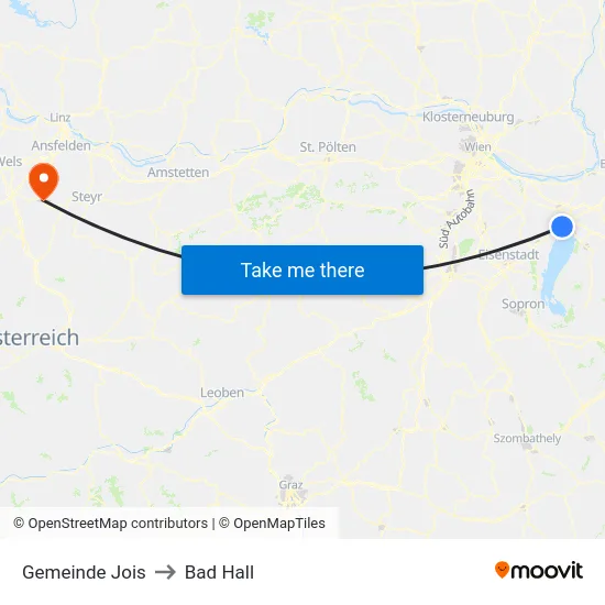 Gemeinde Jois to Bad Hall map