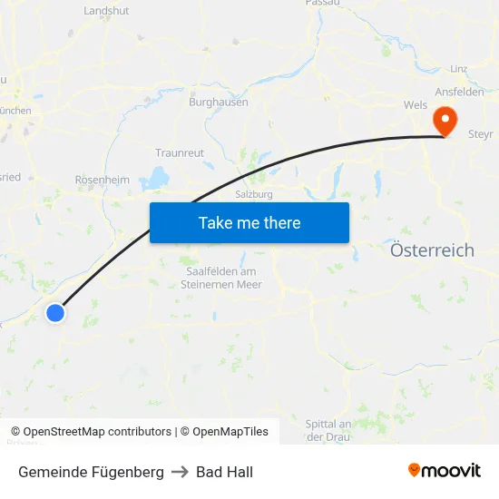 Gemeinde Fügenberg to Bad Hall map