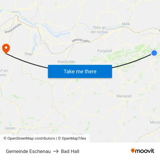 Gemeinde Eschenau to Bad Hall map