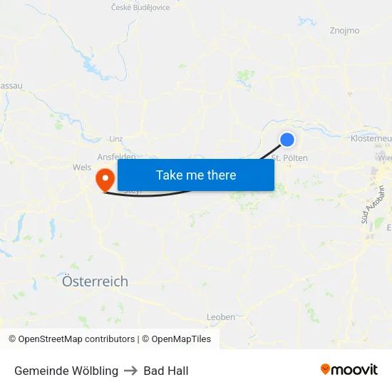 Gemeinde Wölbling to Bad Hall map