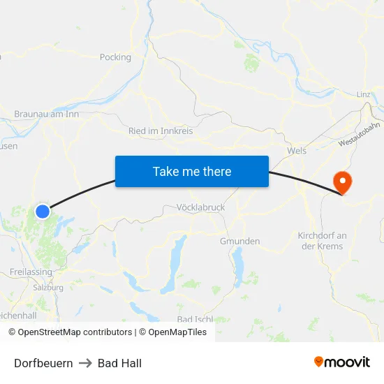 Dorfbeuern to Bad Hall map