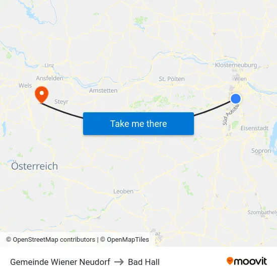 Gemeinde Wiener Neudorf to Bad Hall map