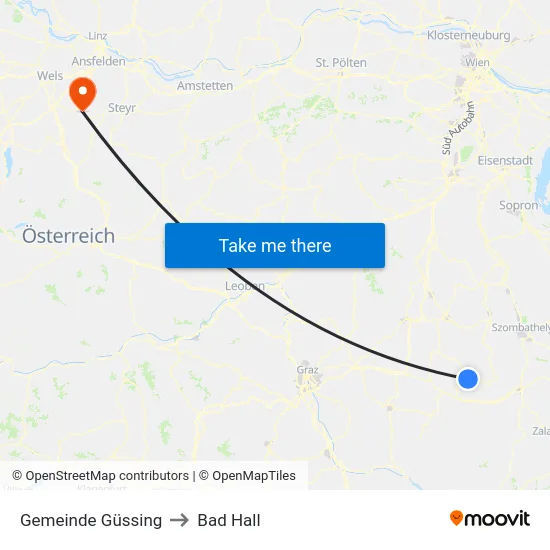 Gemeinde Güssing to Bad Hall map