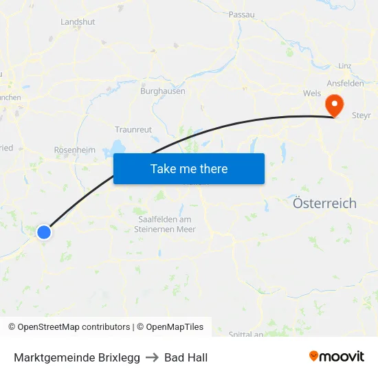 Marktgemeinde Brixlegg to Bad Hall map