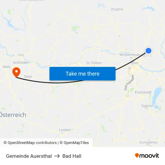 Gemeinde Auersthal to Bad Hall map
