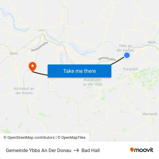 Gemeinde Ybbs An Der Donau to Bad Hall map