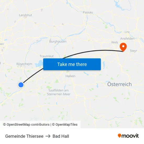 Gemeinde Thiersee to Bad Hall map