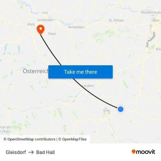 Gleisdorf to Bad Hall map