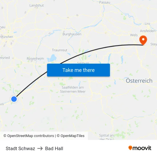 Stadt Schwaz to Bad Hall map