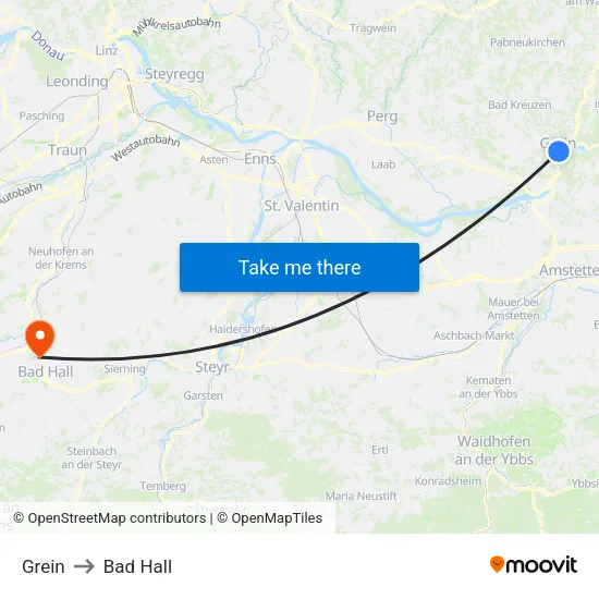 Grein to Bad Hall map