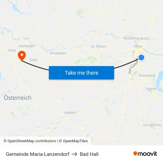 Gemeinde Maria-Lanzendorf to Bad Hall map