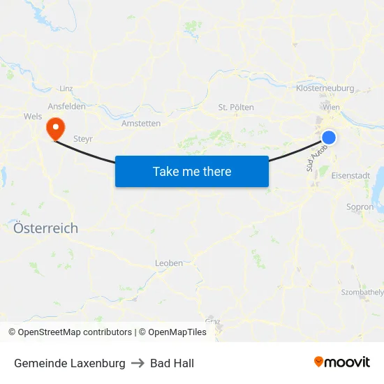 Gemeinde Laxenburg to Bad Hall map