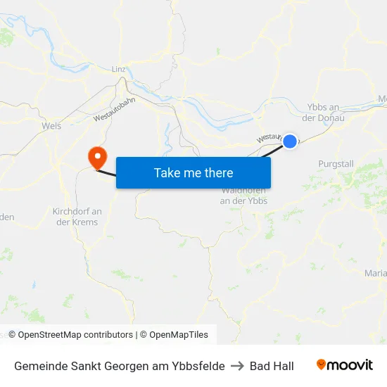 Gemeinde Sankt Georgen am Ybbsfelde to Bad Hall map