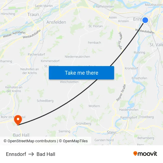 Ennsdorf to Bad Hall map