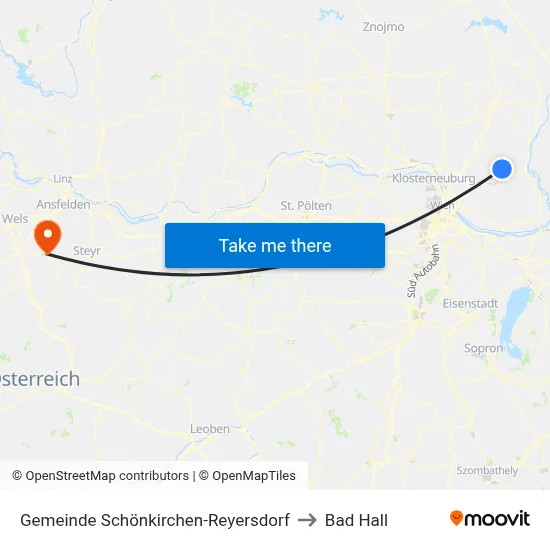 Gemeinde Schönkirchen-Reyersdorf to Bad Hall map