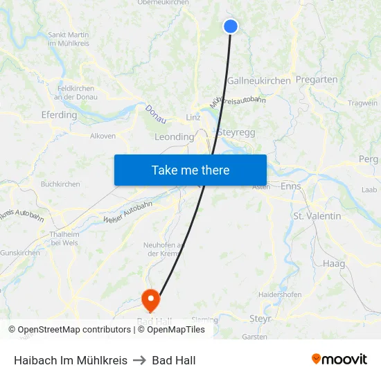 Haibach Im Mühlkreis to Bad Hall map