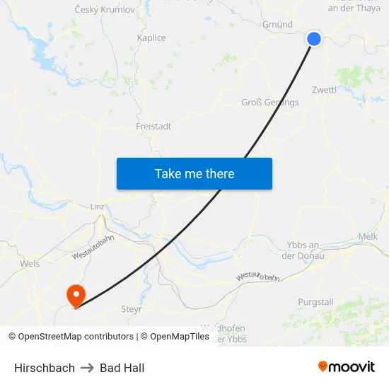 Hirschbach to Bad Hall map