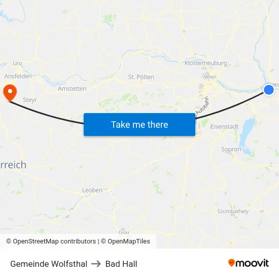 Gemeinde Wolfsthal to Bad Hall map