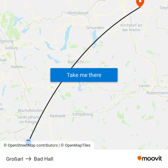 Großarl to Bad Hall map