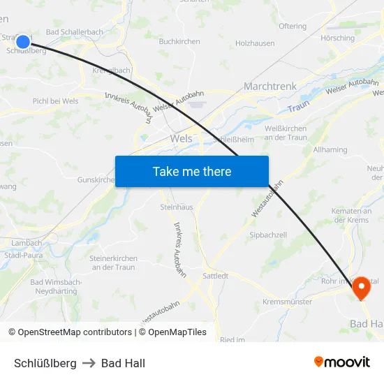 Schlüßlberg to Bad Hall map