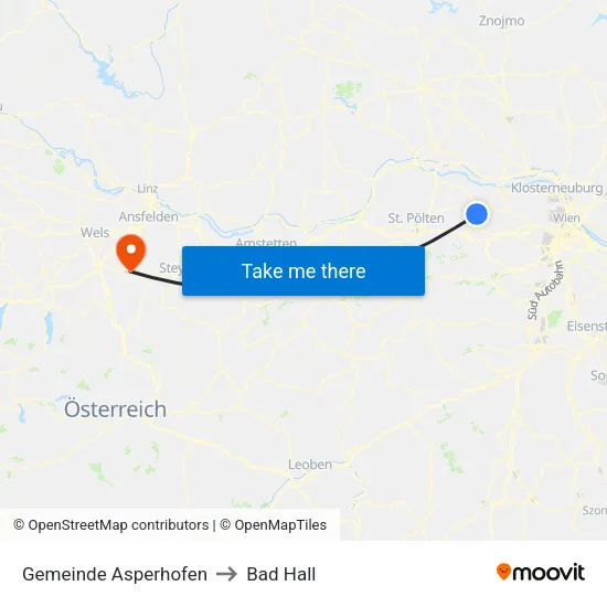 Gemeinde Asperhofen to Bad Hall map