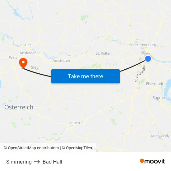 Simmering to Bad Hall map
