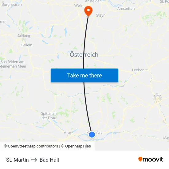 St. Martin to Bad Hall map