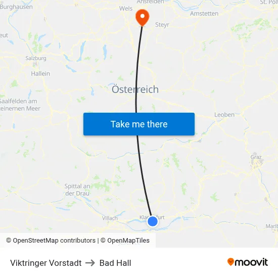 Viktringer Vorstadt to Bad Hall map