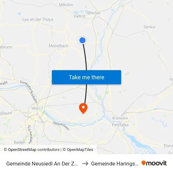 Gemeinde Neusiedl An Der Zaya to Gemeinde Haringsee map