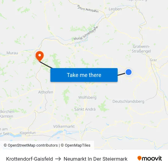 Krottendorf-Gaisfeld to Neumarkt In Der Steiermark map