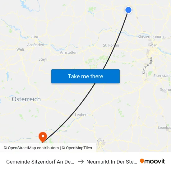 Gemeinde Sitzendorf An Der Schmida to Neumarkt In Der Steiermark map