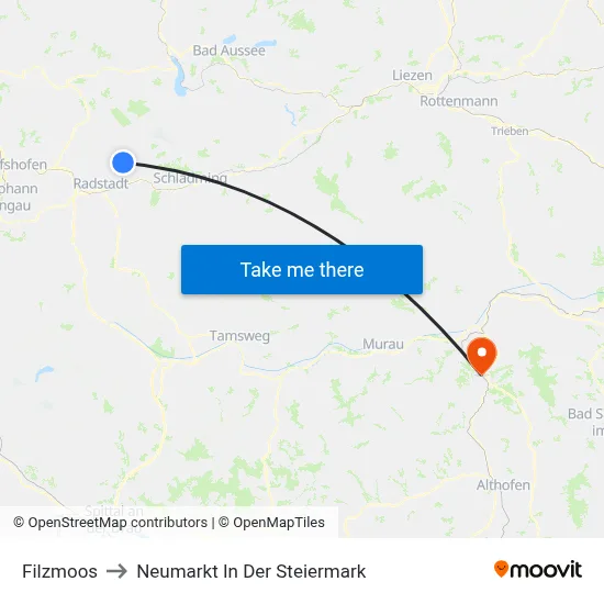 Filzmoos to Neumarkt In Der Steiermark map